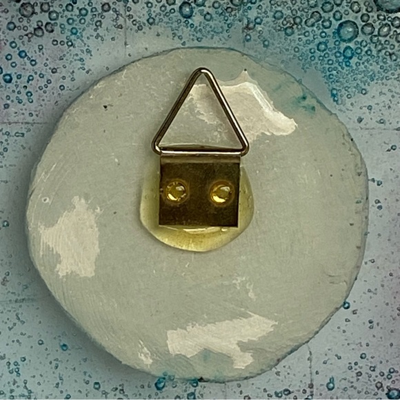 Fused Art Glass Wall Hanging Cherub Cupid Angel Plaque Blue Green 5.25” Square - Picture 11 of 16